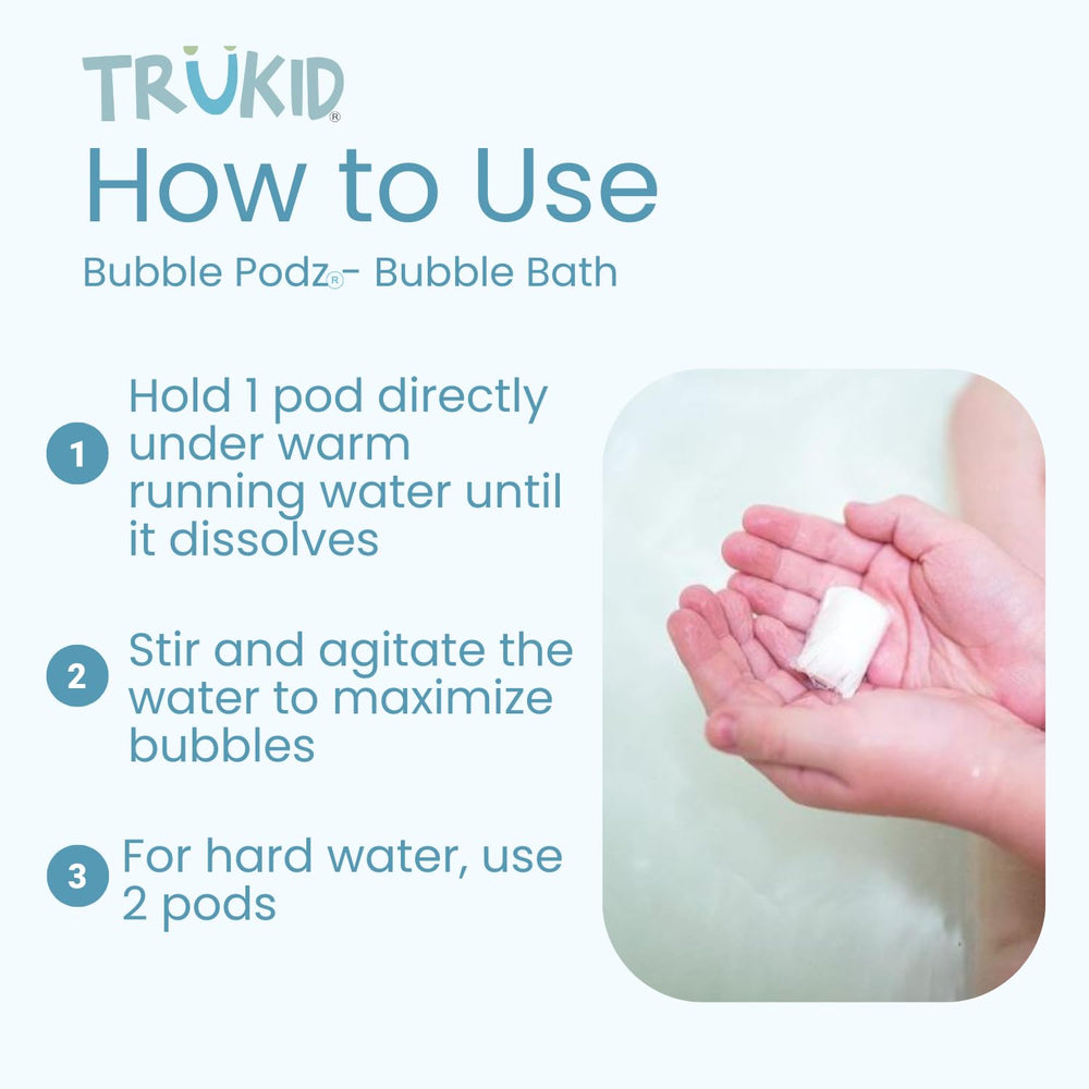 TruKid espuma densa en bañera, burbujas suaves y fáciles de enjuagar