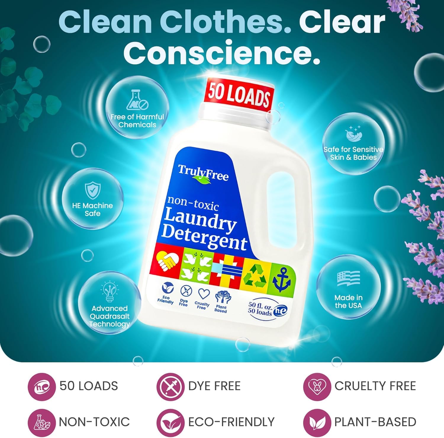 Truly Free recargas apiladas en un lateral, ahorro de plástico como ventaja