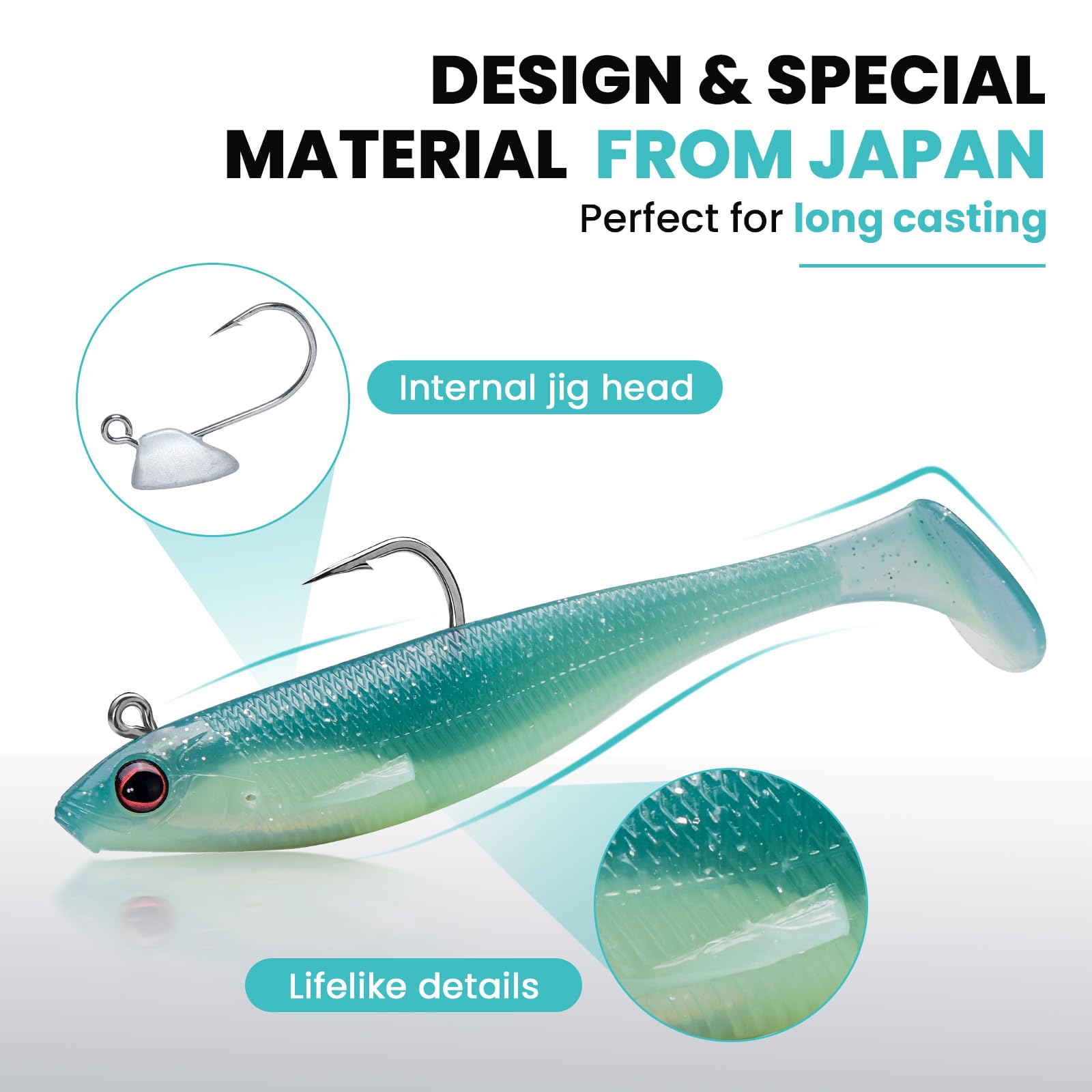 TRUSCEND Shadtale en agua reproduciendo nado vibrante para atraer peces