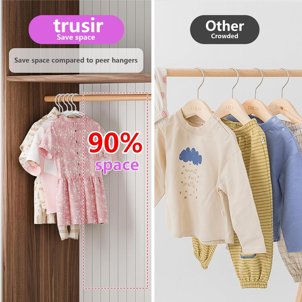 trusir perchas en uso dentro de armario infantil optimizando espacio