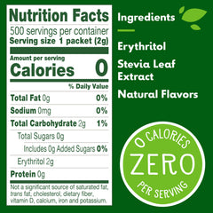 Truvia detalle de etiqueta con ingredientes y beneficios claros