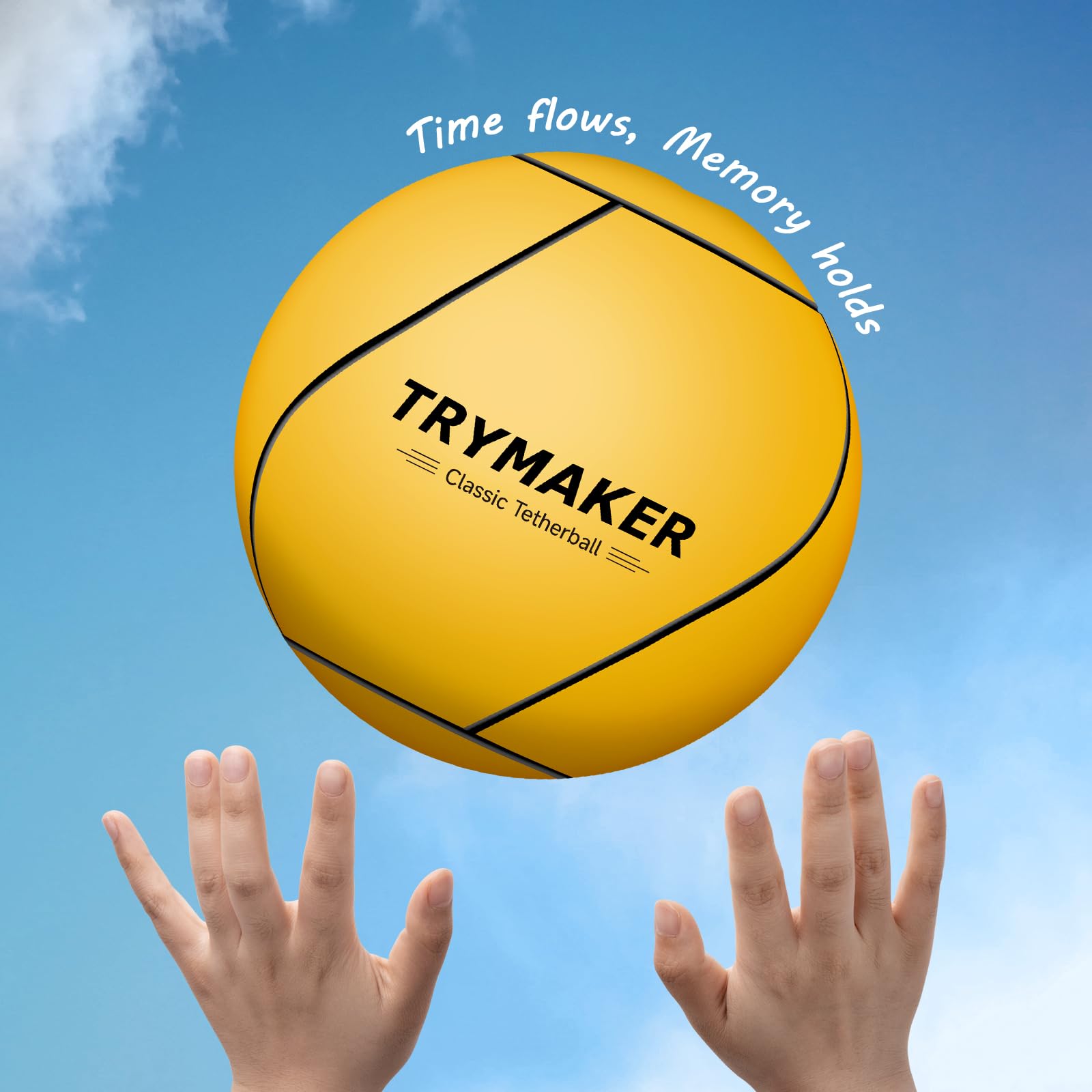 Trymaker balón en uso en patio familiar promoviendo actividad y coordinación