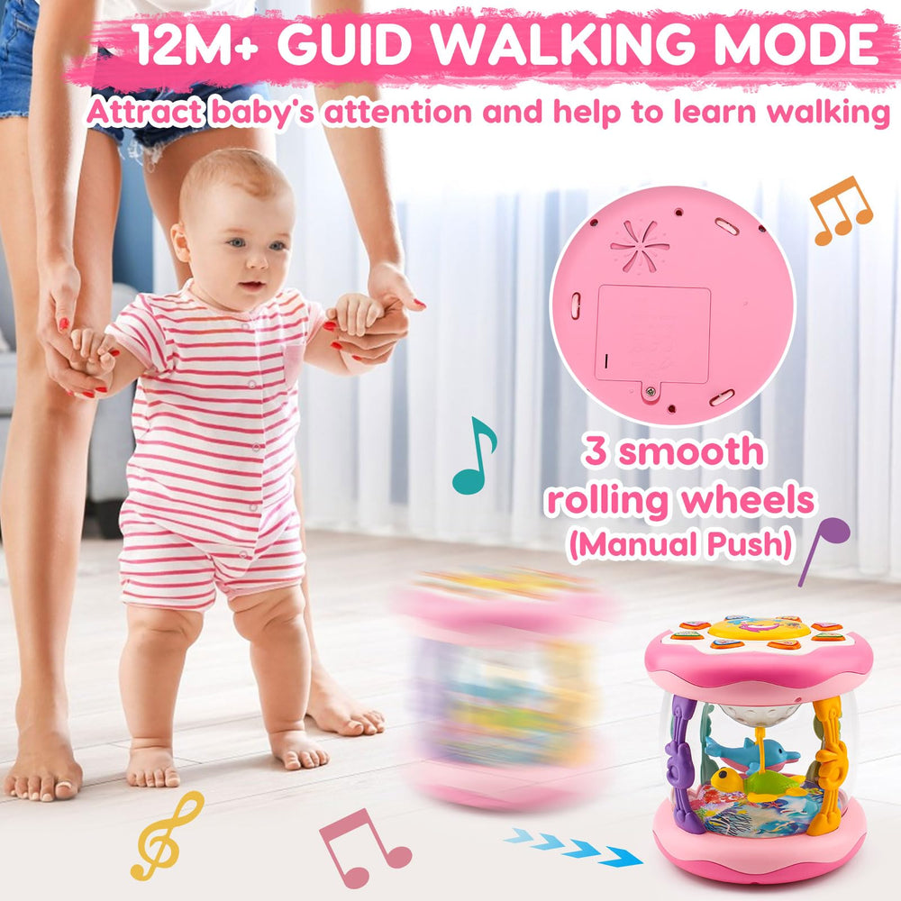 Tsomtto bebé en tummy time con proyector, mejora control del cuello