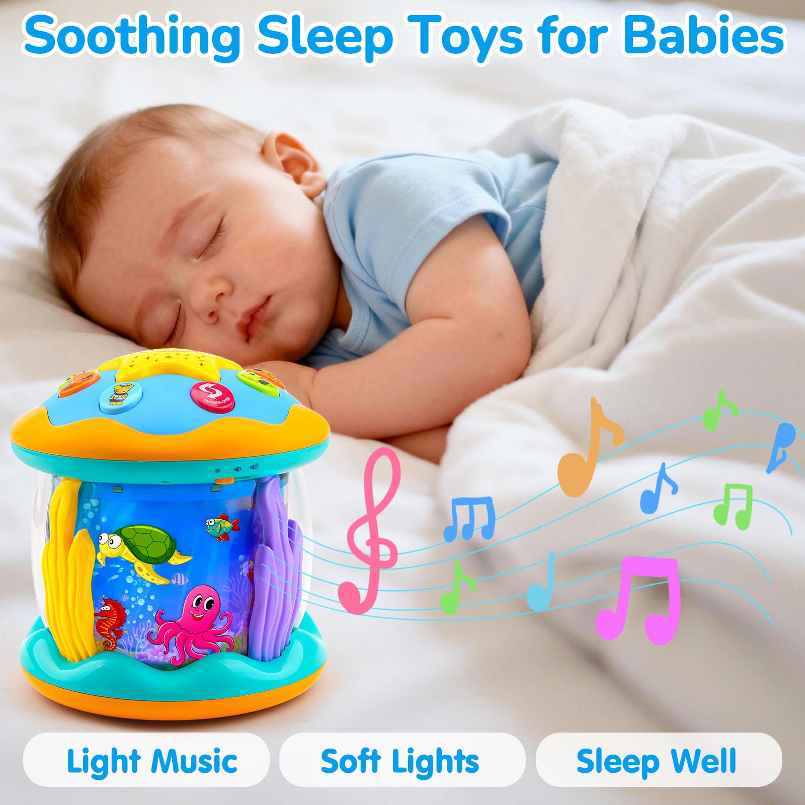 Tsomtto label detail showcasing six animal sounds and melody options for variety