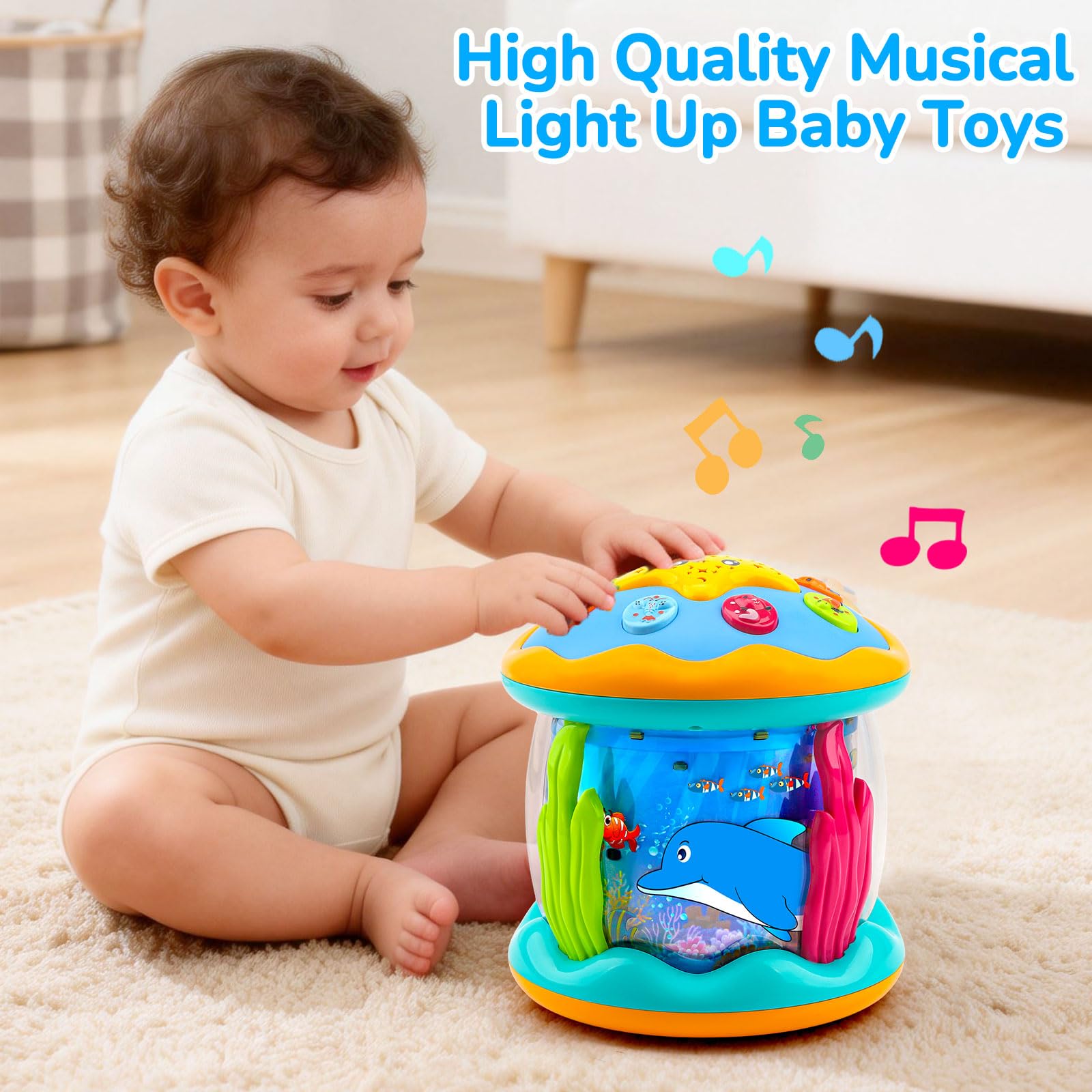 Tsomtto beside baby hand showing size and encouraging reach and coordination