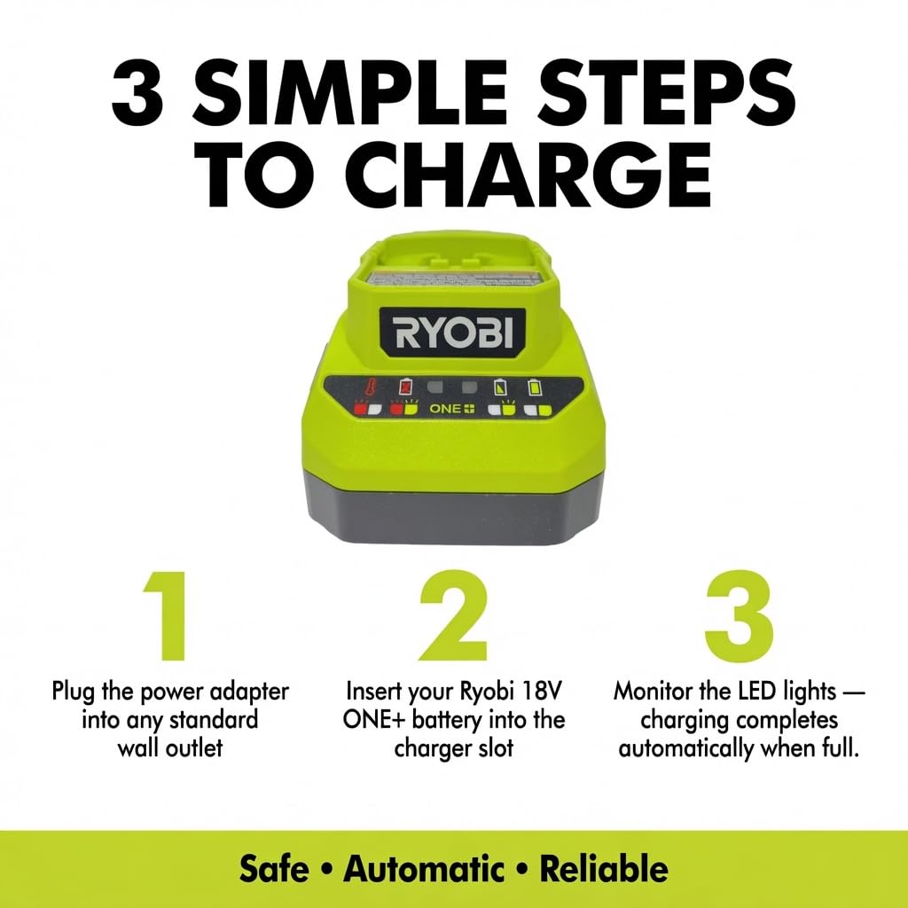 TTI Ryobi PCG002 cargando baterías Ryobi 18V en estación de trabajo