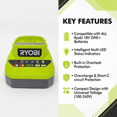 TTI Ryobi PCG002 primer plano de luces LED que indican estado de carga