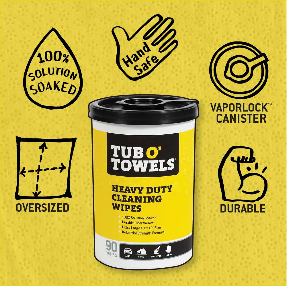 Tub O' Towels toallita desplegada 10x12 demostrando tamaño útil