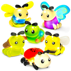 Tub Works Bugs frontal del empaque mostrando las seis figuras y beneficios luminosos