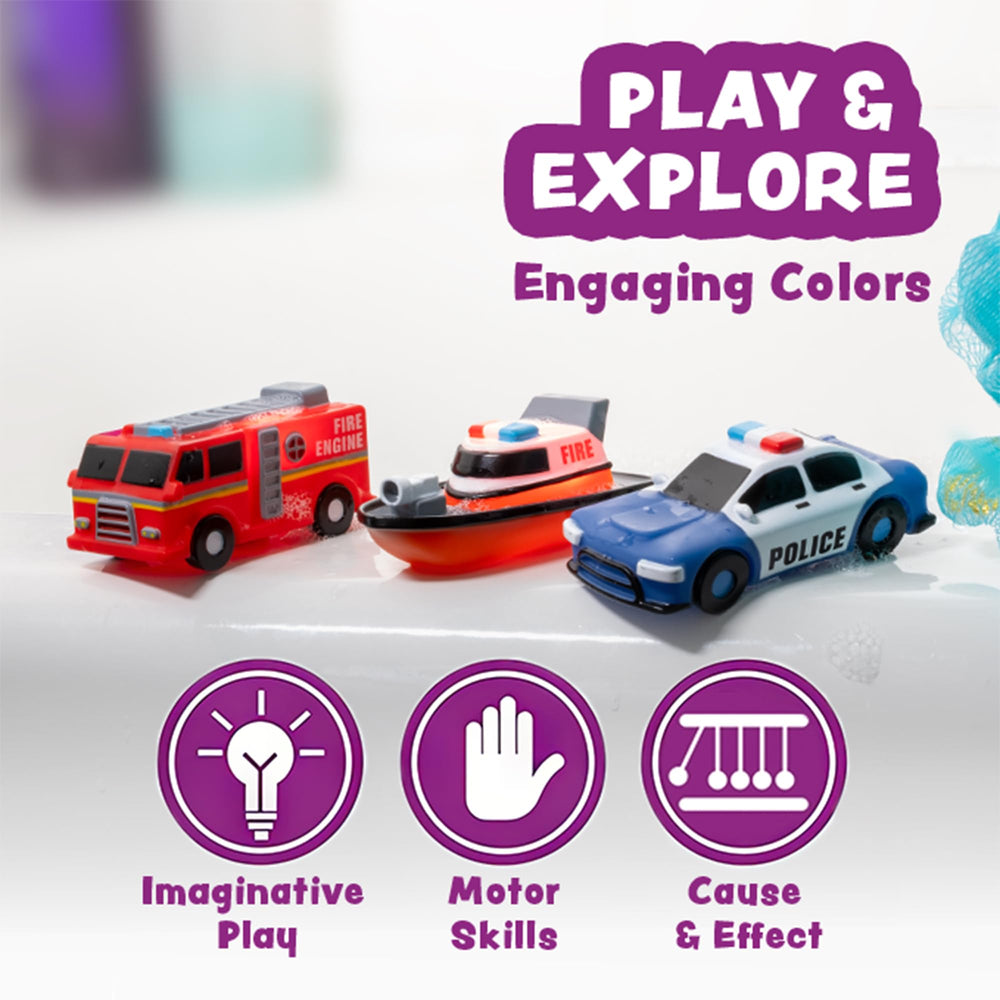 Tub Works conjunto de coches flotando, perfecto para juegos acuáticos dirigidos