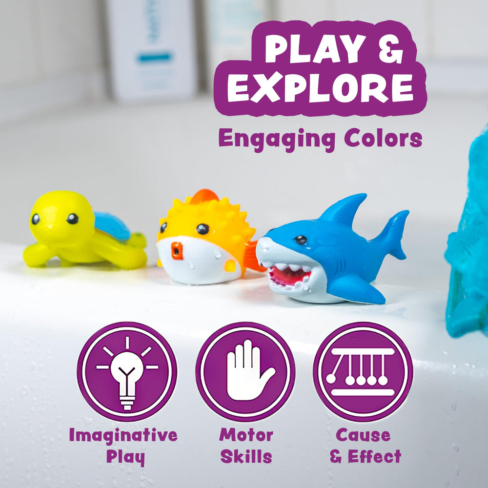 Tub Works conjunto flotando en bañera para juego sensorial supervisado