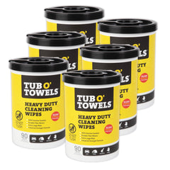 Tub O' Towels TW90 recipiente frontal mostrando la tapa y cantidad, limpieza rápida