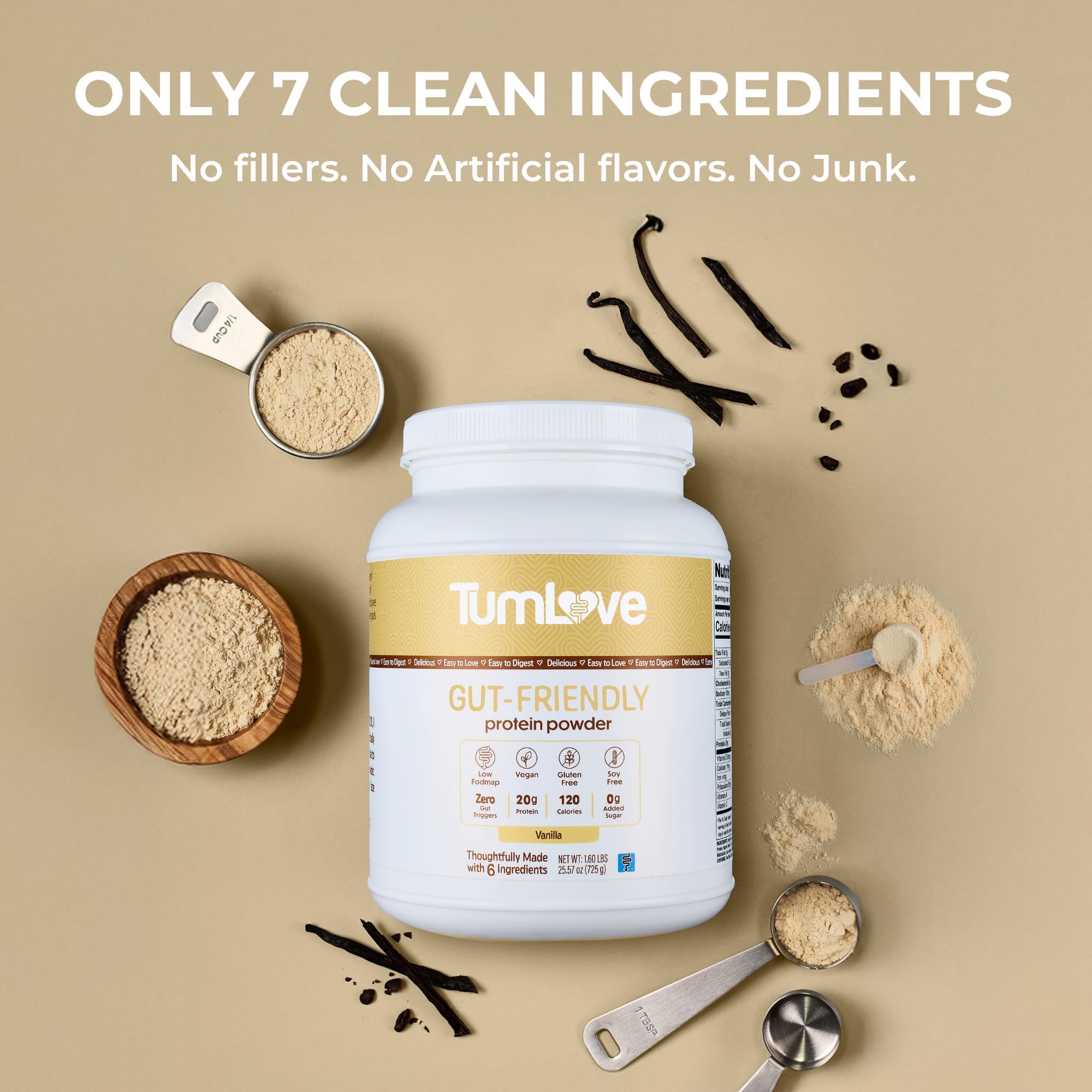 TumLove cucharada con 20 g de proteína subrayando aporte proteico por porción