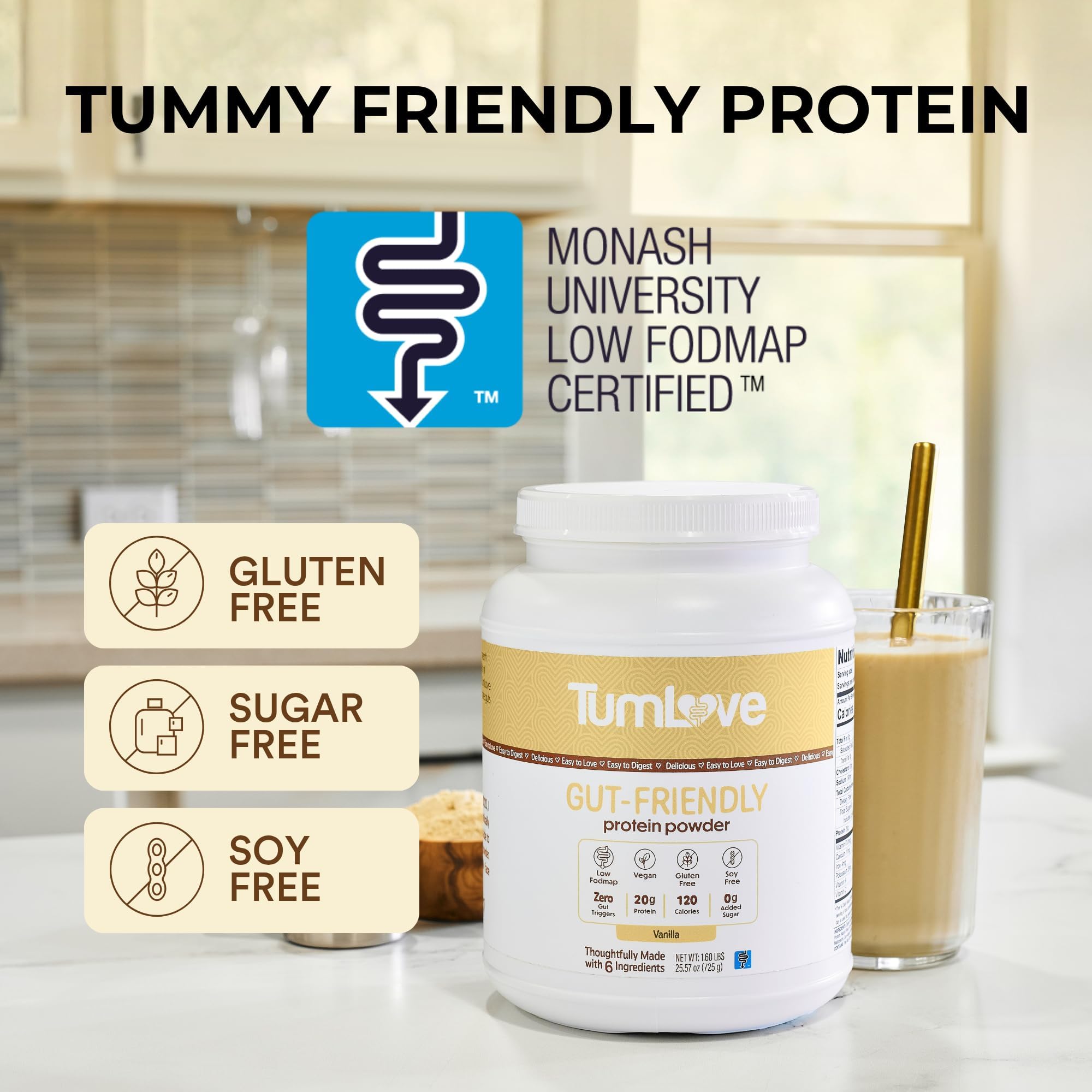 TumLove textura del polvo vegano en primer plano que demuestra mezcla suave y fácil disolución