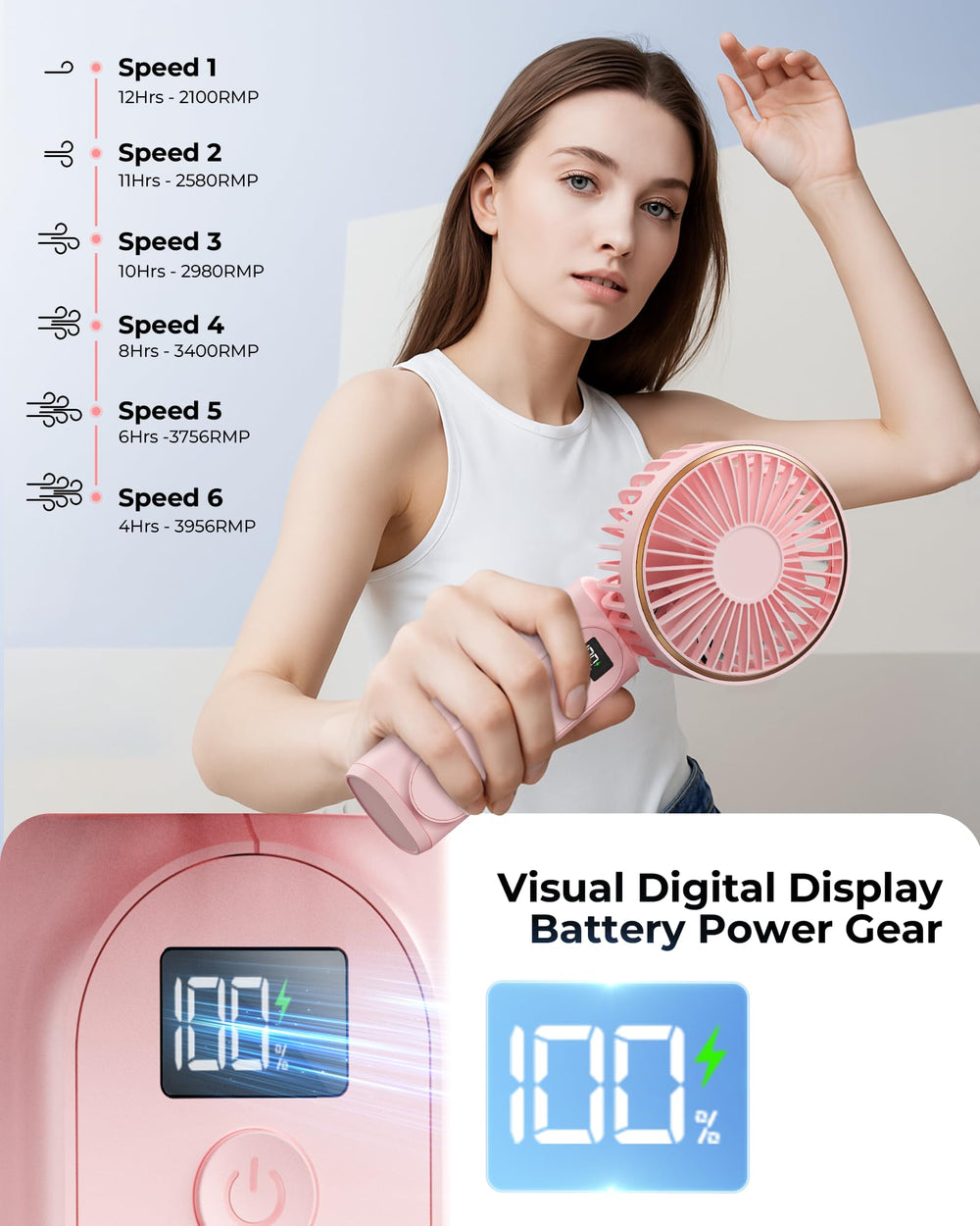 TUNISE ventilador colgado al cuello ideal para manos libres y frescor