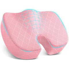 TushGuard vista frontal del cojín rosa con soporte ergonómico