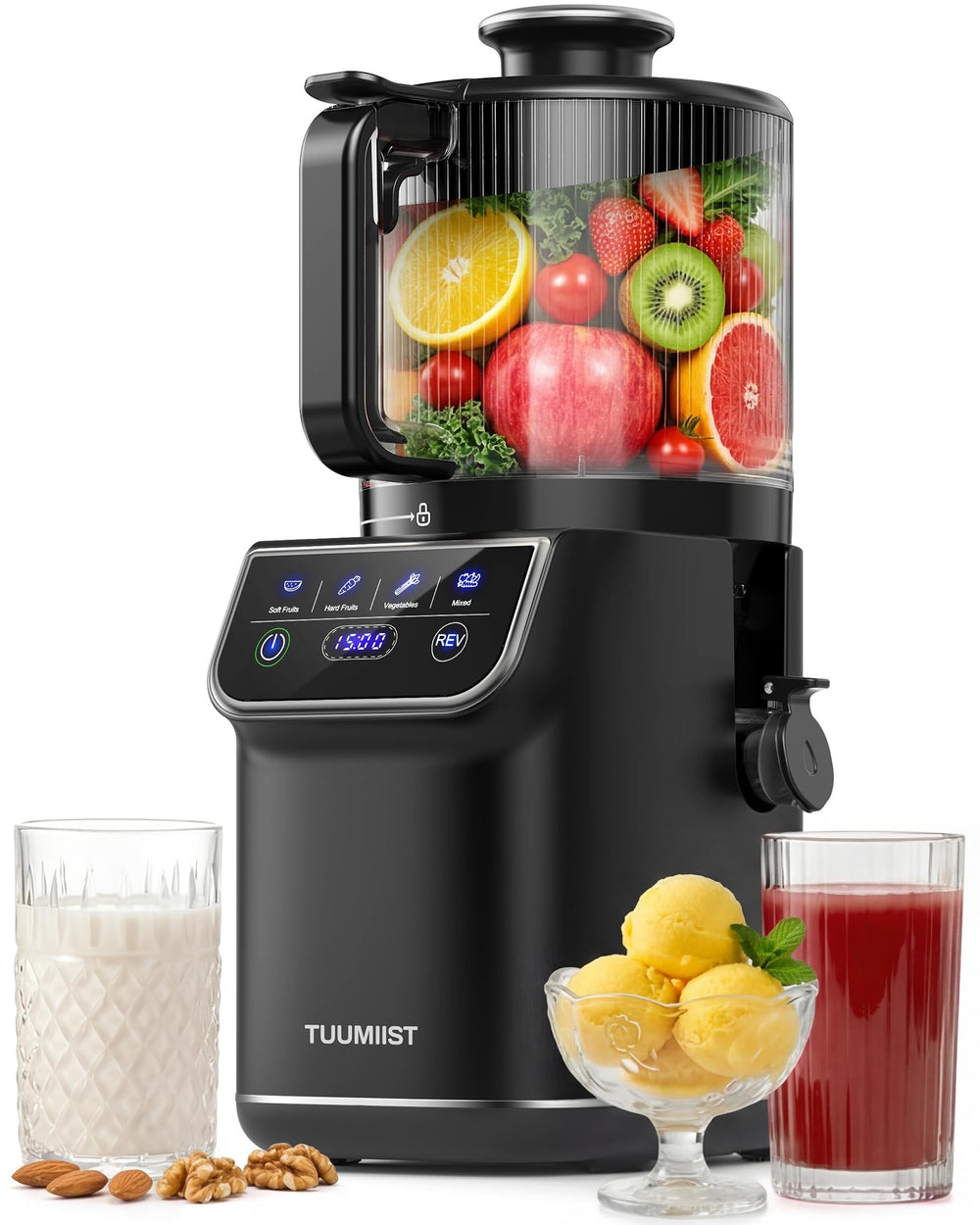 TUUMIIST vista frontal con tolva 6.5" que acelera la preparación