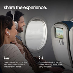 Twelve South AirFly Pro 2 conectado a pantalla de avión para entretenimiento sin cables