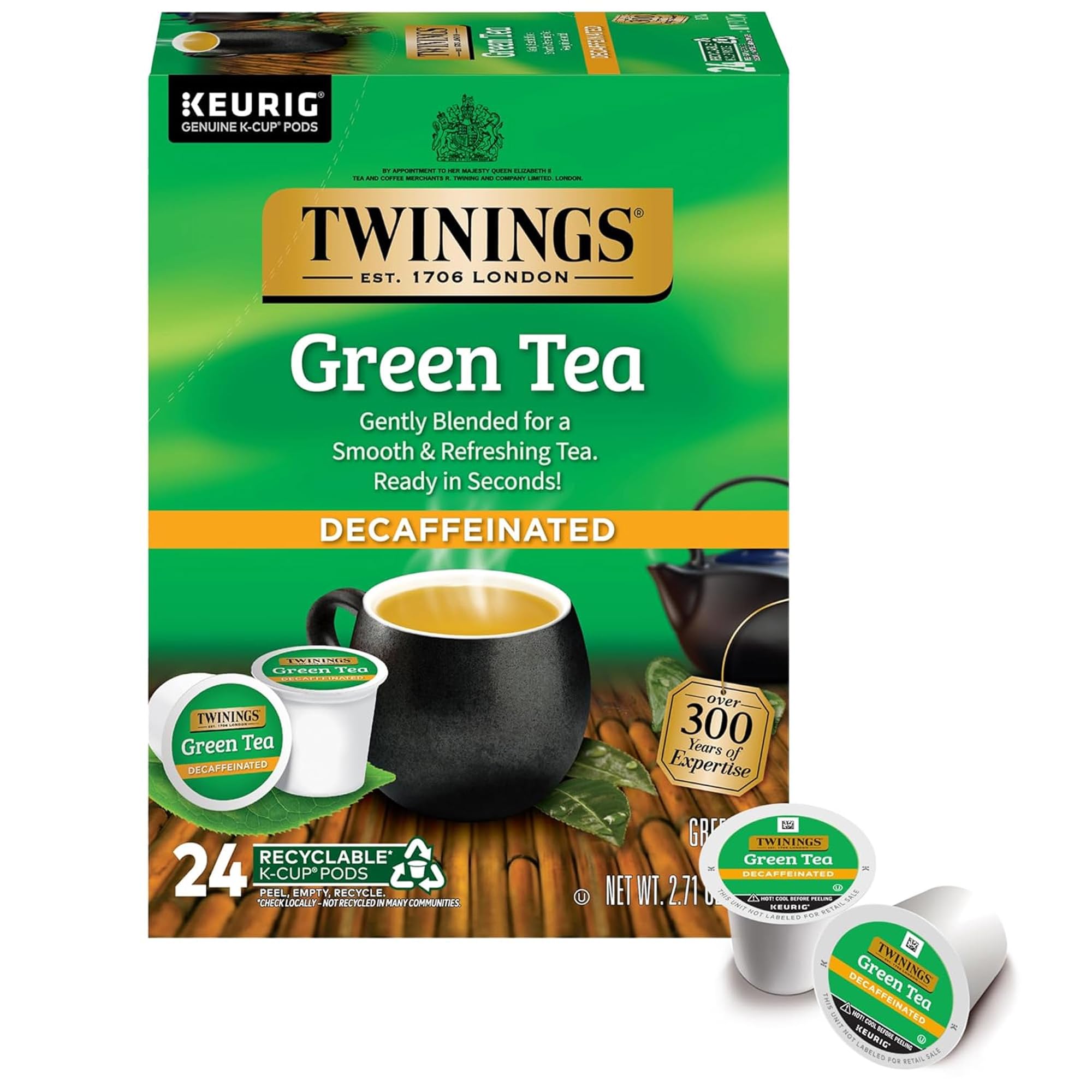 Twinings caja frontal mostrando 24 cápsulas y diseño atractivo de marca