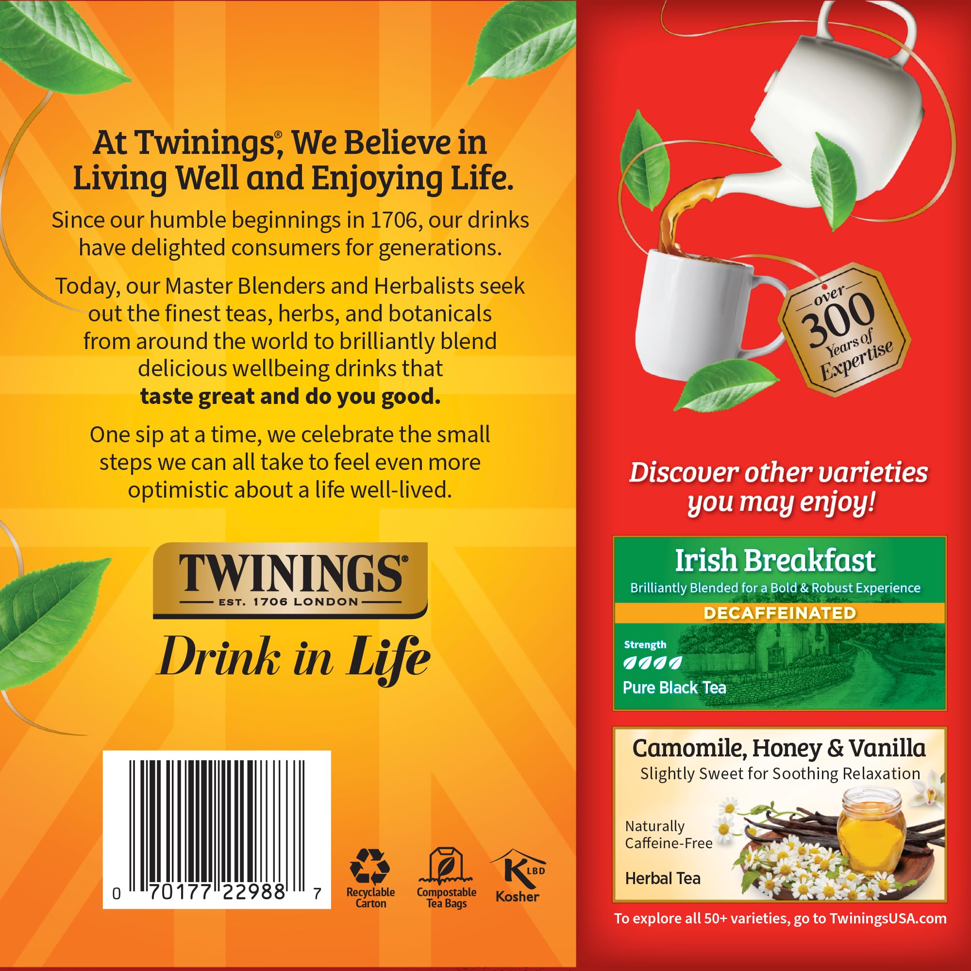Twinings bolsita en mano mostrando tamaño real y práctico para llevar