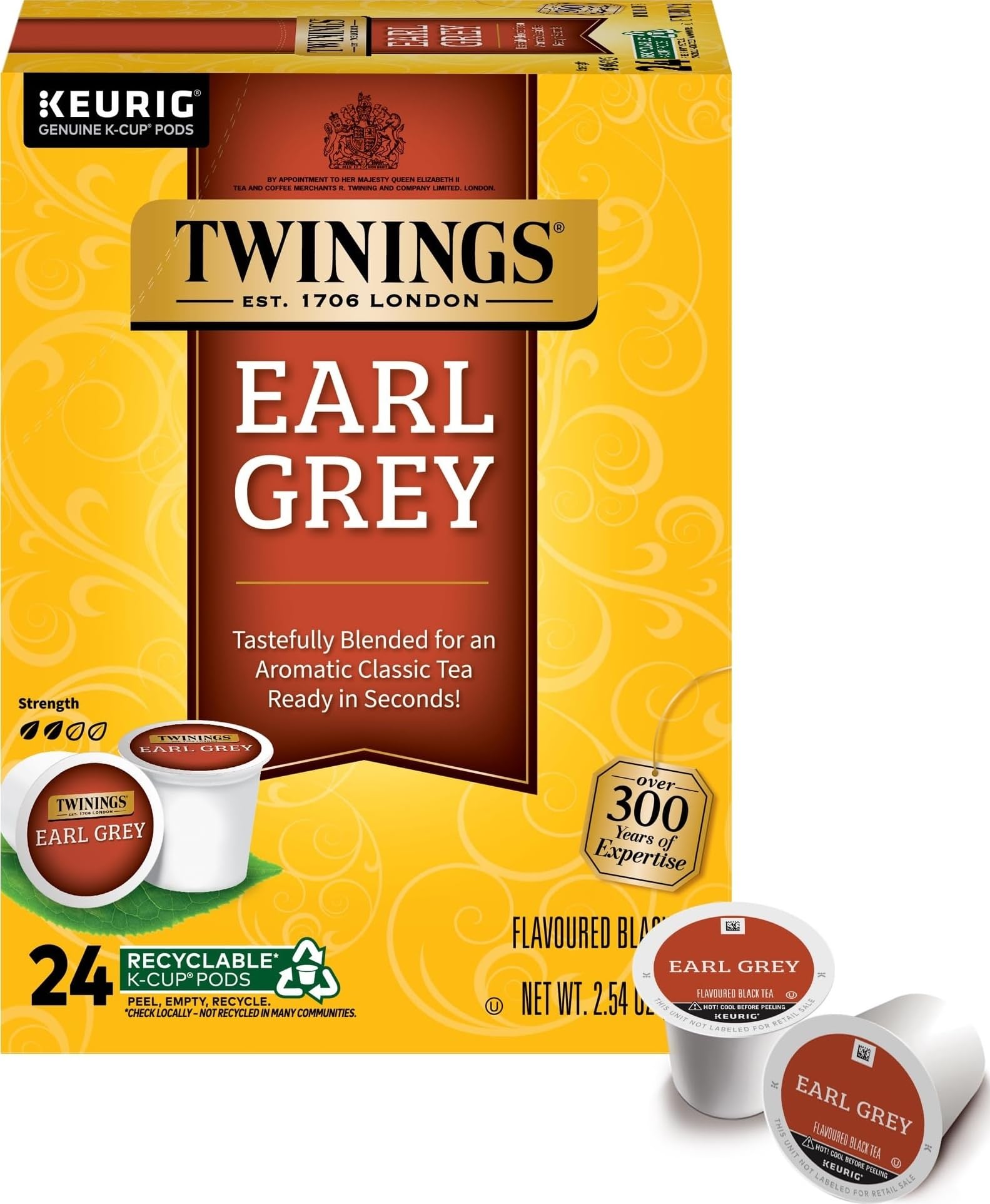 Twinings caja frontal mostrando 24 cápsulas y diseño claro