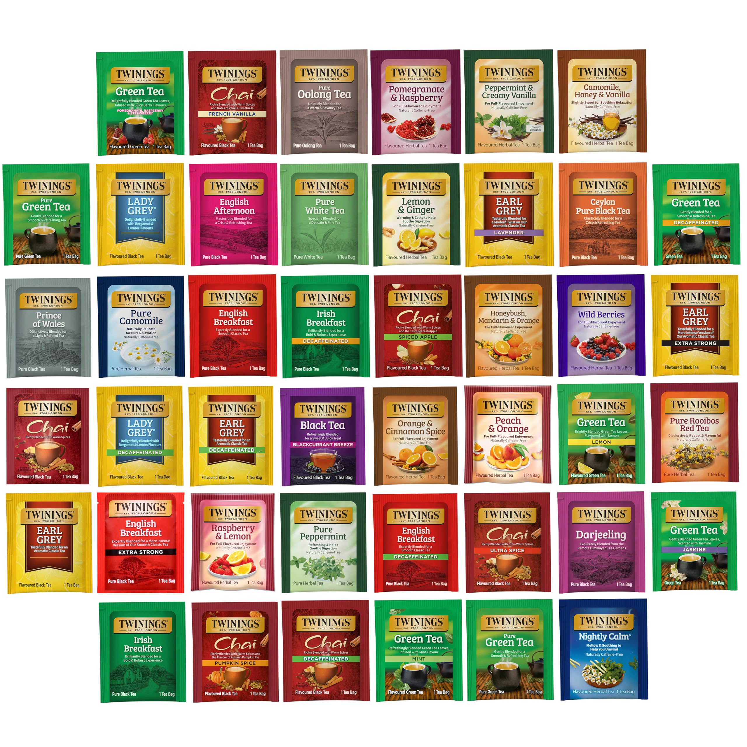 Twinings vista frontal del pack que facilita elegir sabores