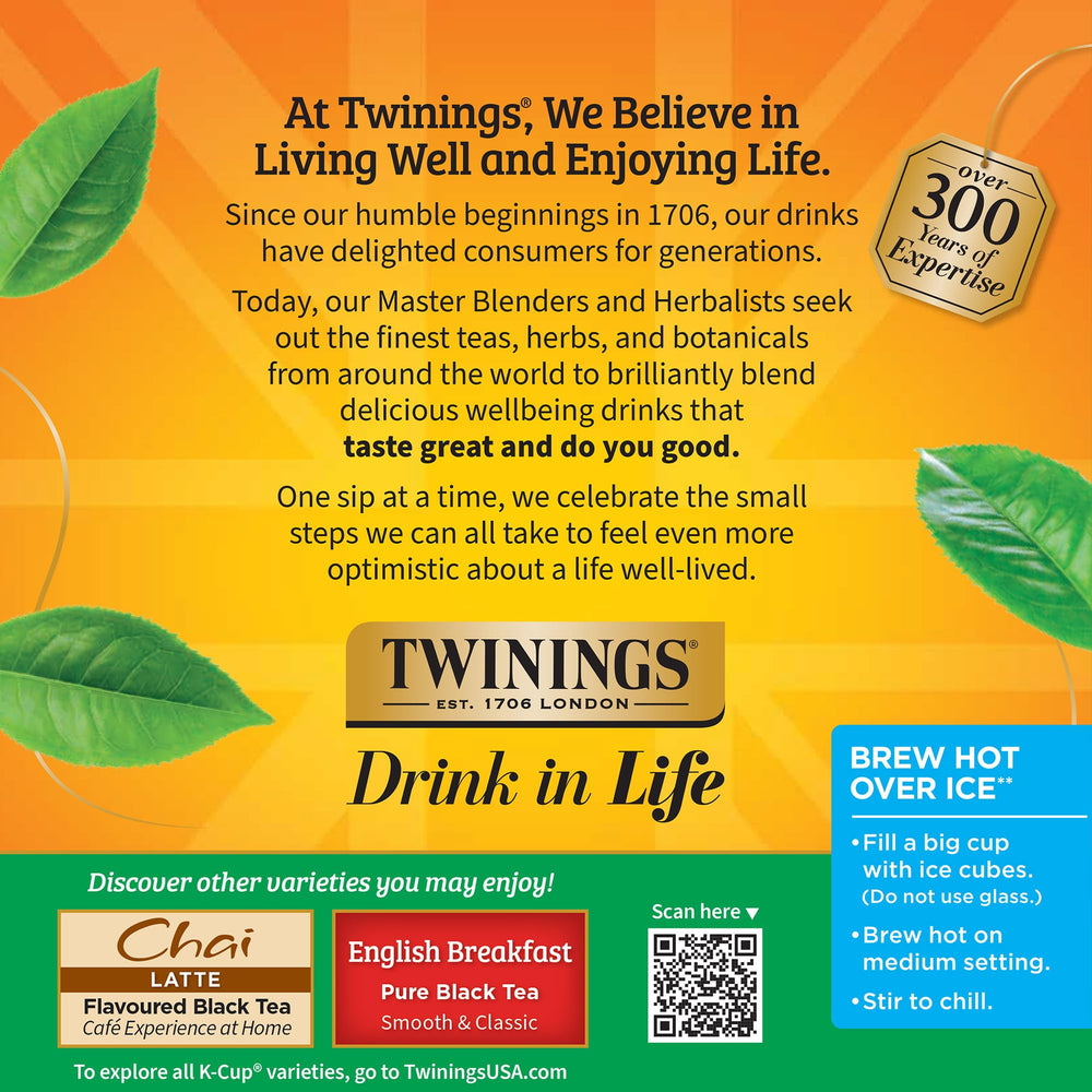 Twinings té helado servido en vaso con hielo refrescante y cuerpo