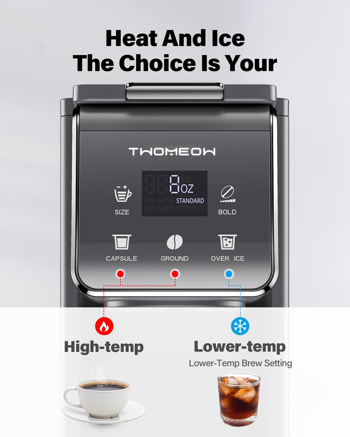 TWOMEOW depósito removible de 52 oz mostrando facilidad de rellenado