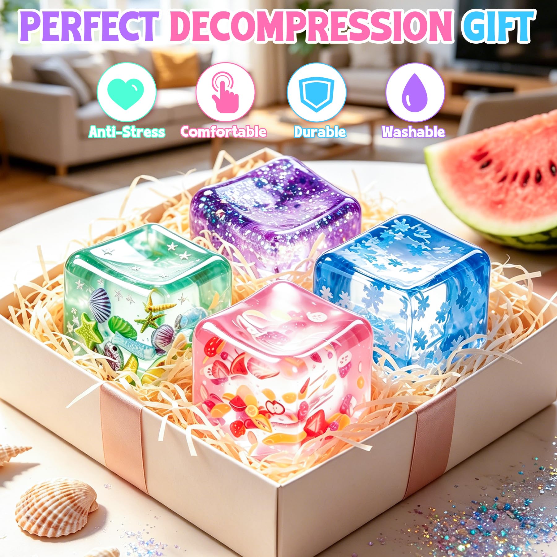 TXP cubo rosa con frutas ideal como regalo festivo y divertimento