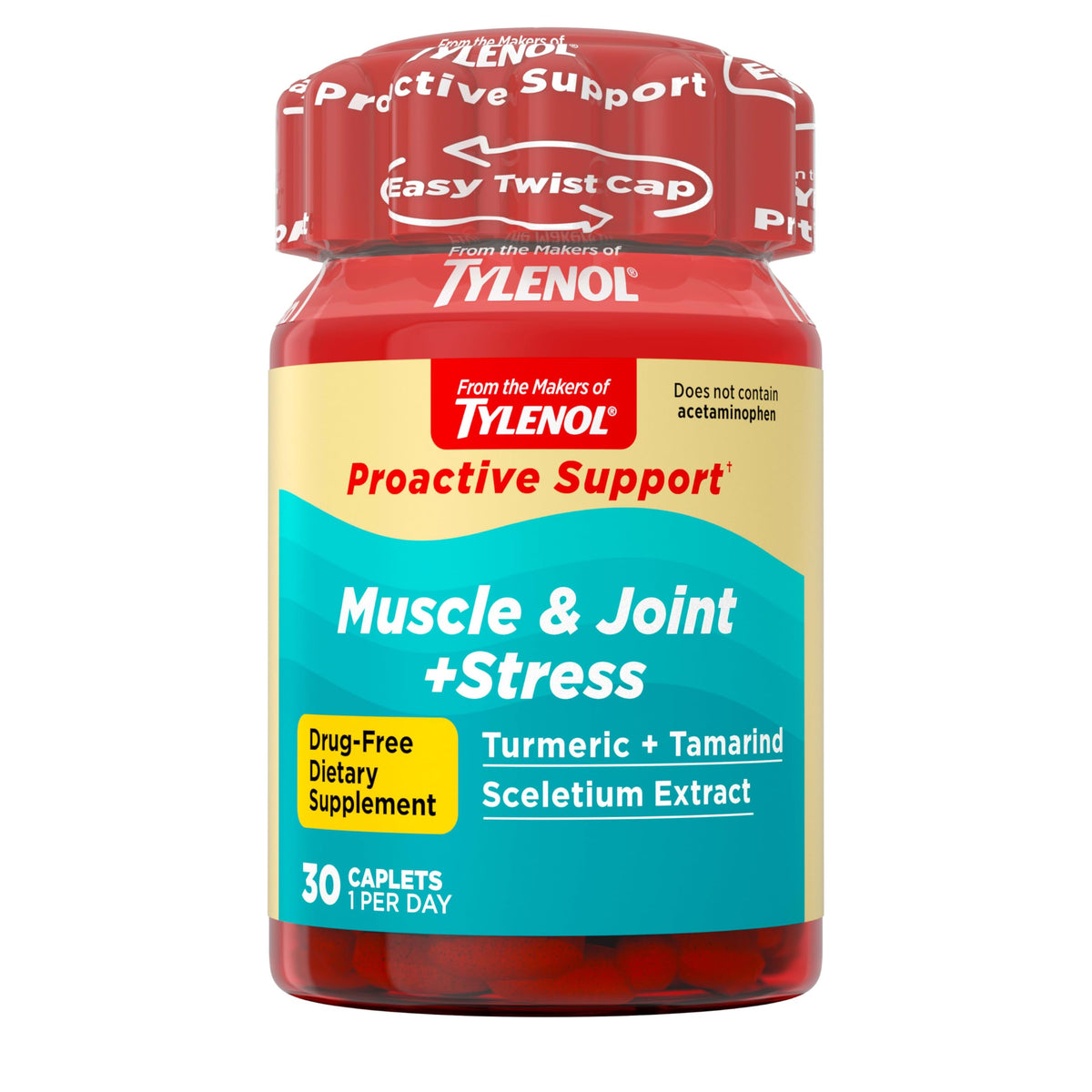 Tylenol envase frontal mostrando el producto y beneficios para articulaciones