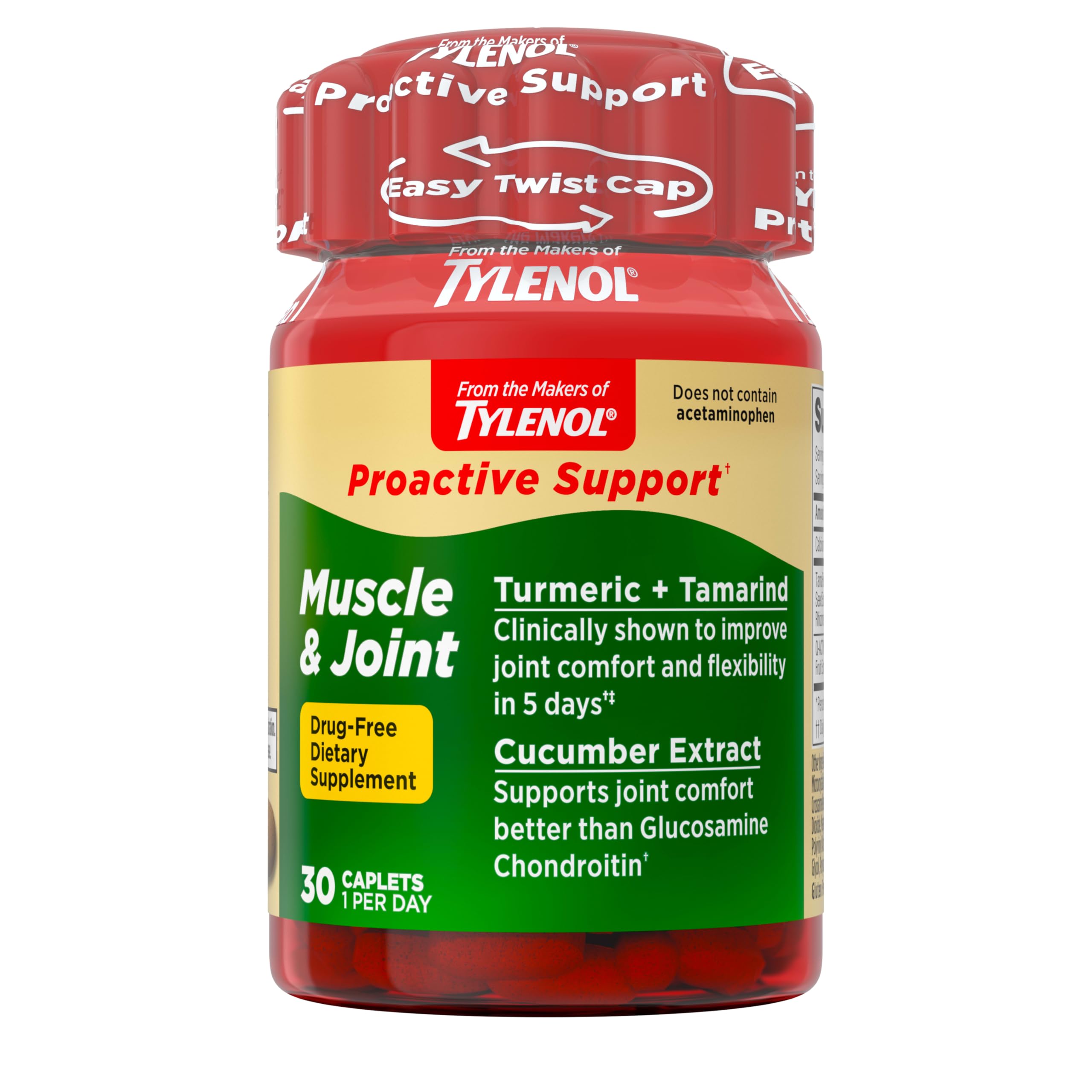 Tylenol proactivity support frente del envase mostrando marca y beneficio de apoyo articular