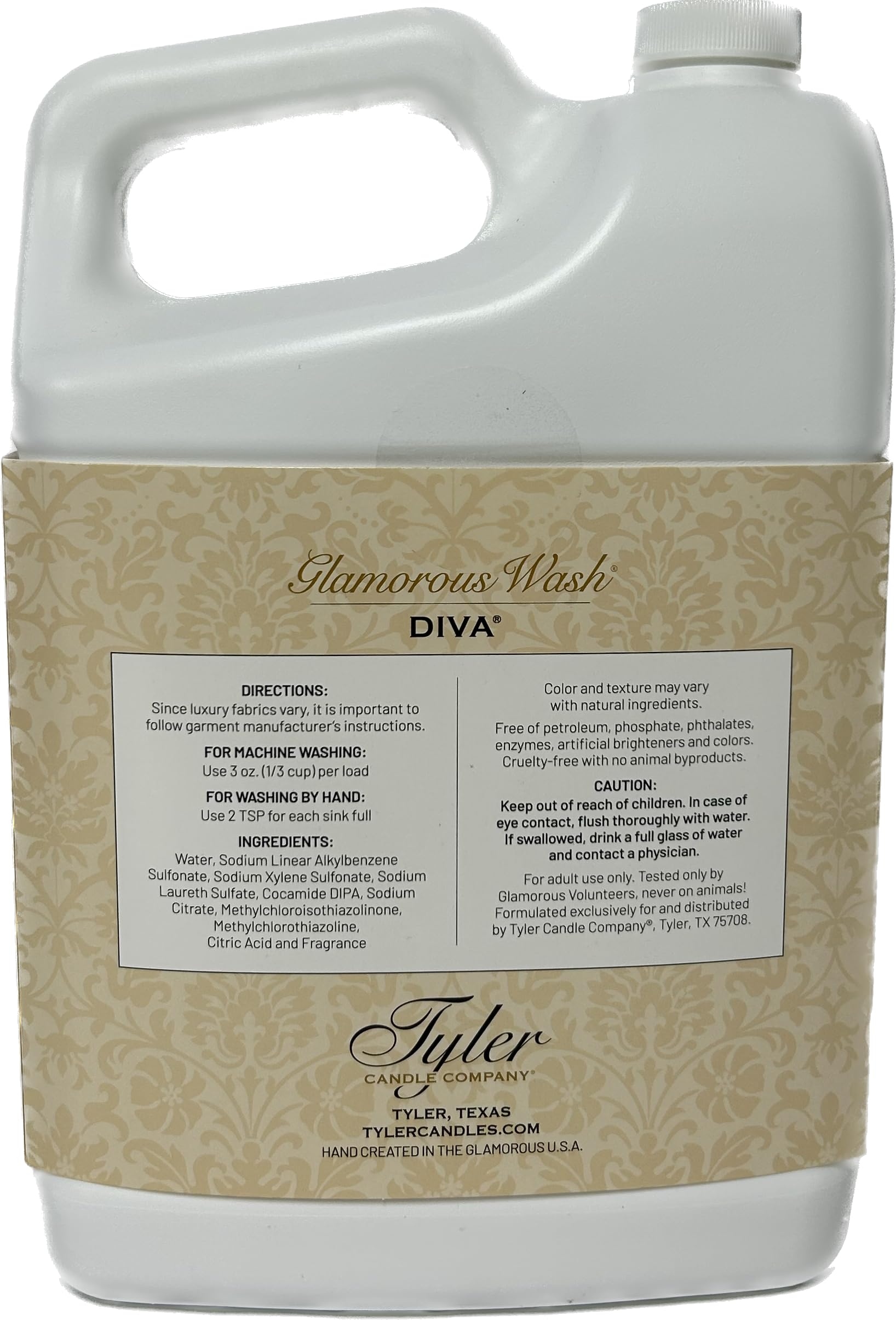 Detalle del dosificador y textura del líquido Glam Wash de TYLER CANDLE COMPANY que sugiere suavidad