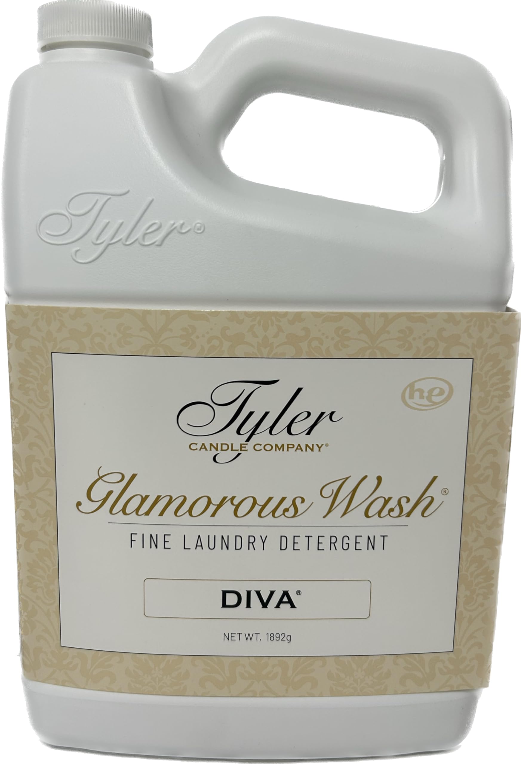TYLER CANDLE COMPANY envase frontal Diva mostrando etiqueta y beneficio de limpieza