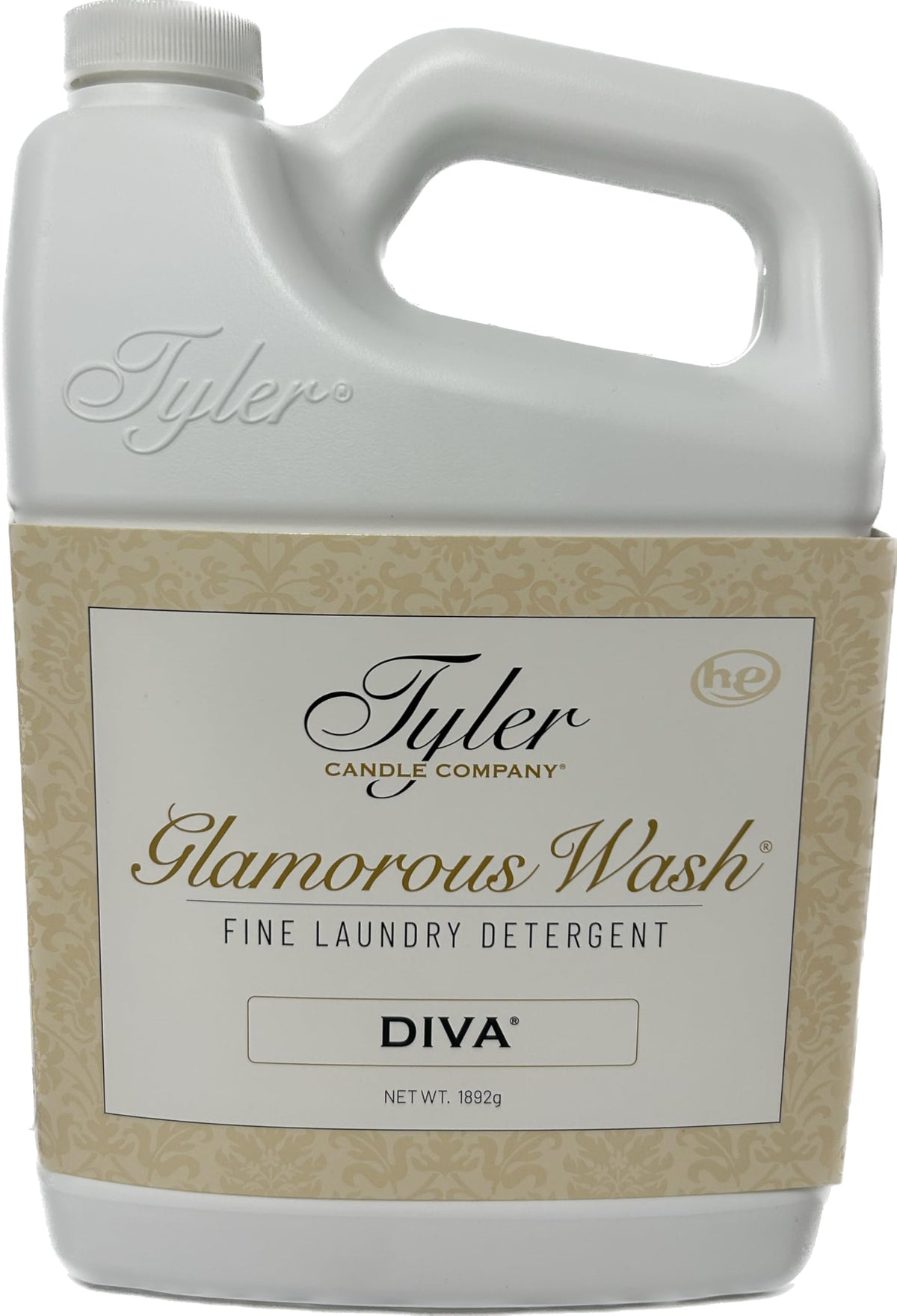 TYLER CANDLE COMPANY envase frontal Diva mostrando etiqueta y beneficio de limpieza