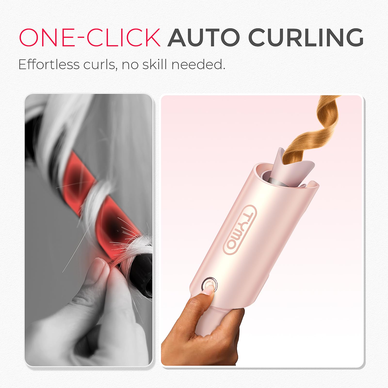 TYMO CURLPRO detalle del barril T-GLOSS de turmalina para brillo y deslizamiento