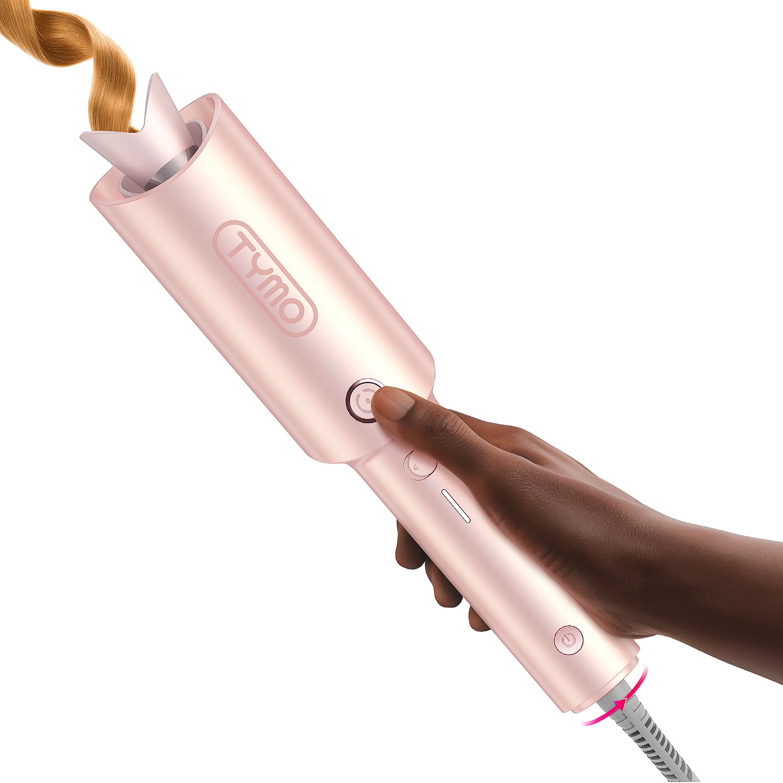 TYMO CURLPRO vista frontal del rizador con diseño ergonómico y botón fácil