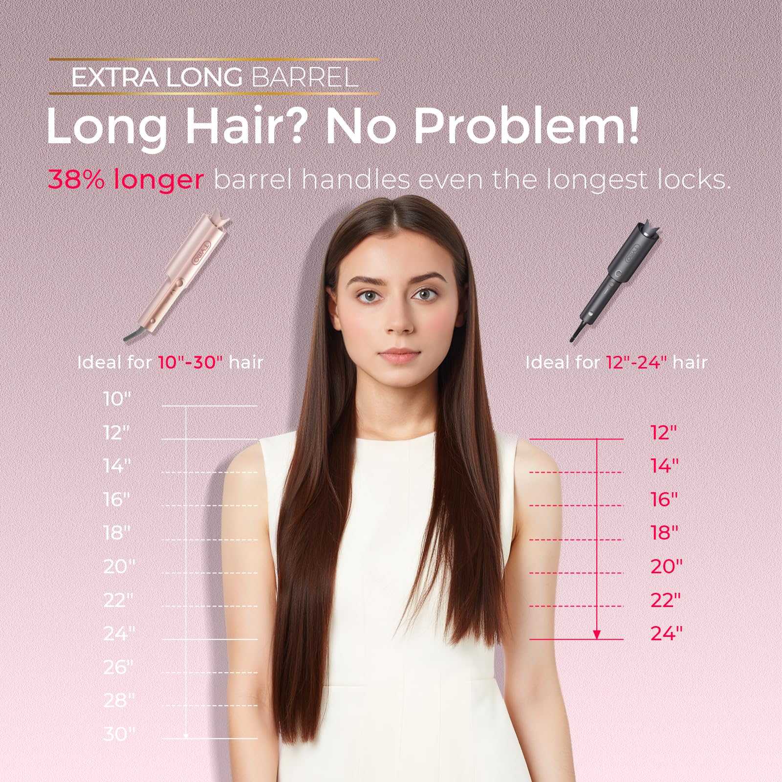 TYMO CurlPro Plus en uso rizando cabello largo con menos frizz