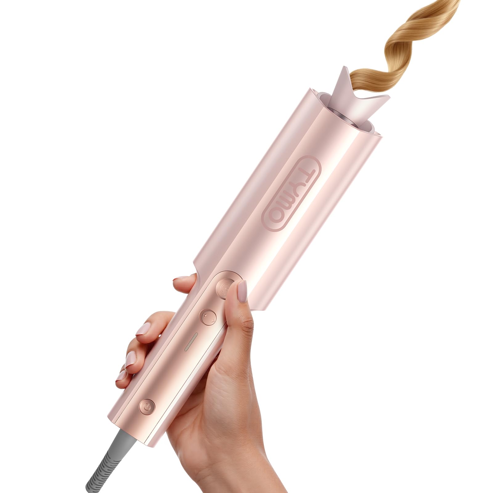 TYMO CurlPro Plus frente del producto mostrando diseño Gold Blush y facilidad