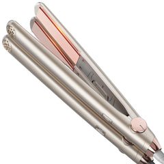 TYMO vista frontal de la plancha champagne, diseño compacto y profesional