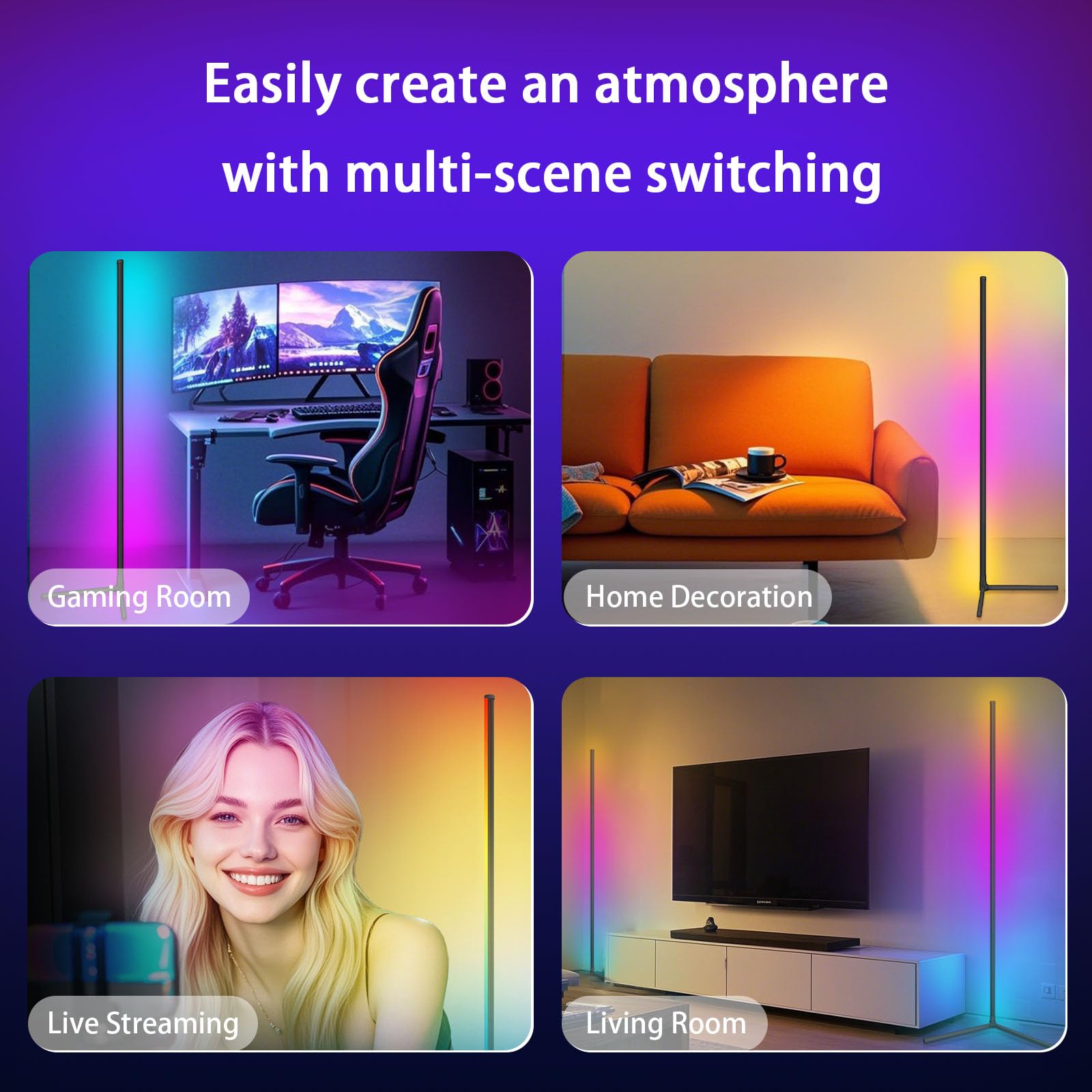 Tyute mostrando varios modos de escena y colores para elegir atmósfera
