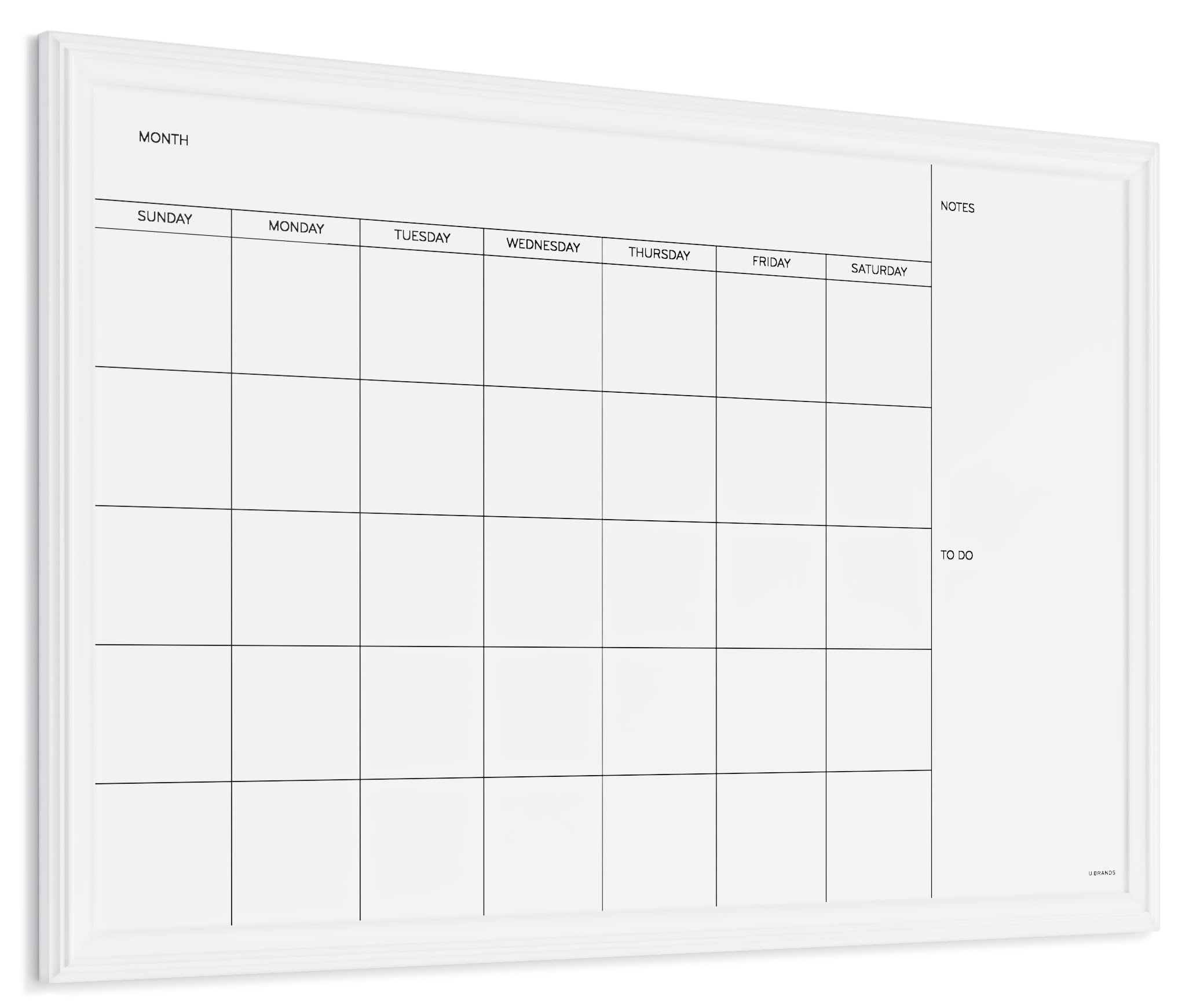 U Brands pizarra calendario frontal vista completa con marco elegante
