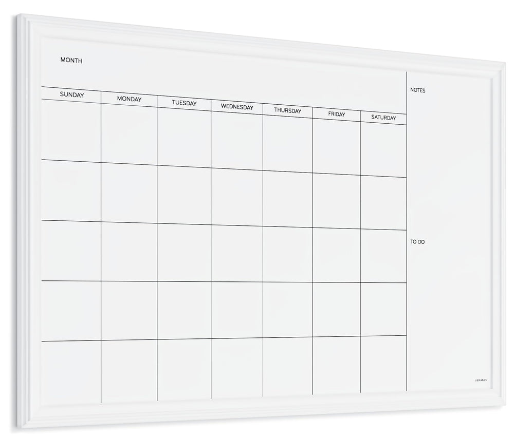 U Brands pizarra calendario frontal vista completa con marco elegante