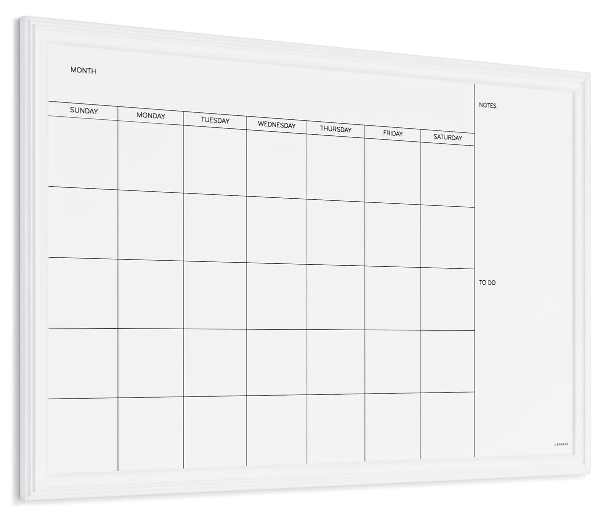 U Brands pizarra calendario frontal vista completa con marco elegante