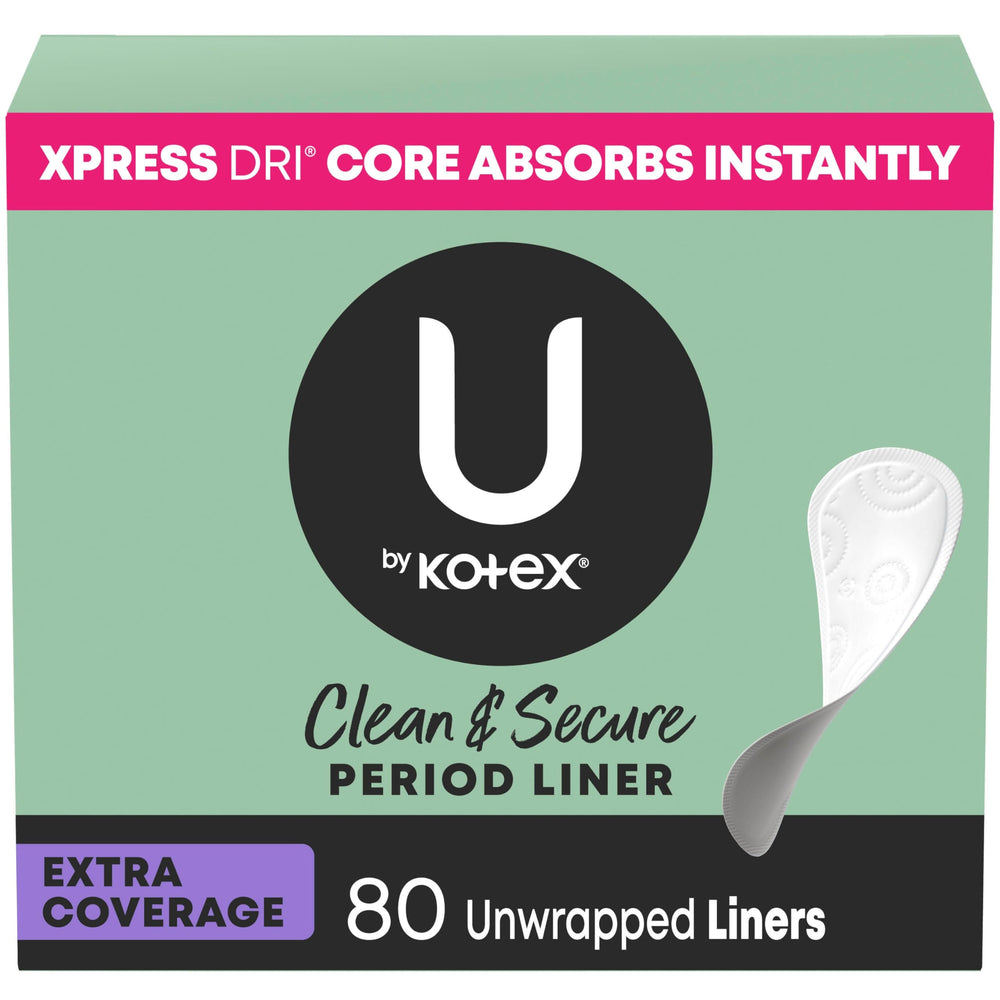 U by Kotex frontal del envase mostrando 80 unidades y diseño práctico