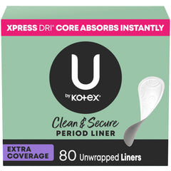 U by Kotex frontal del envase mostrando 80 unidades y diseño práctico