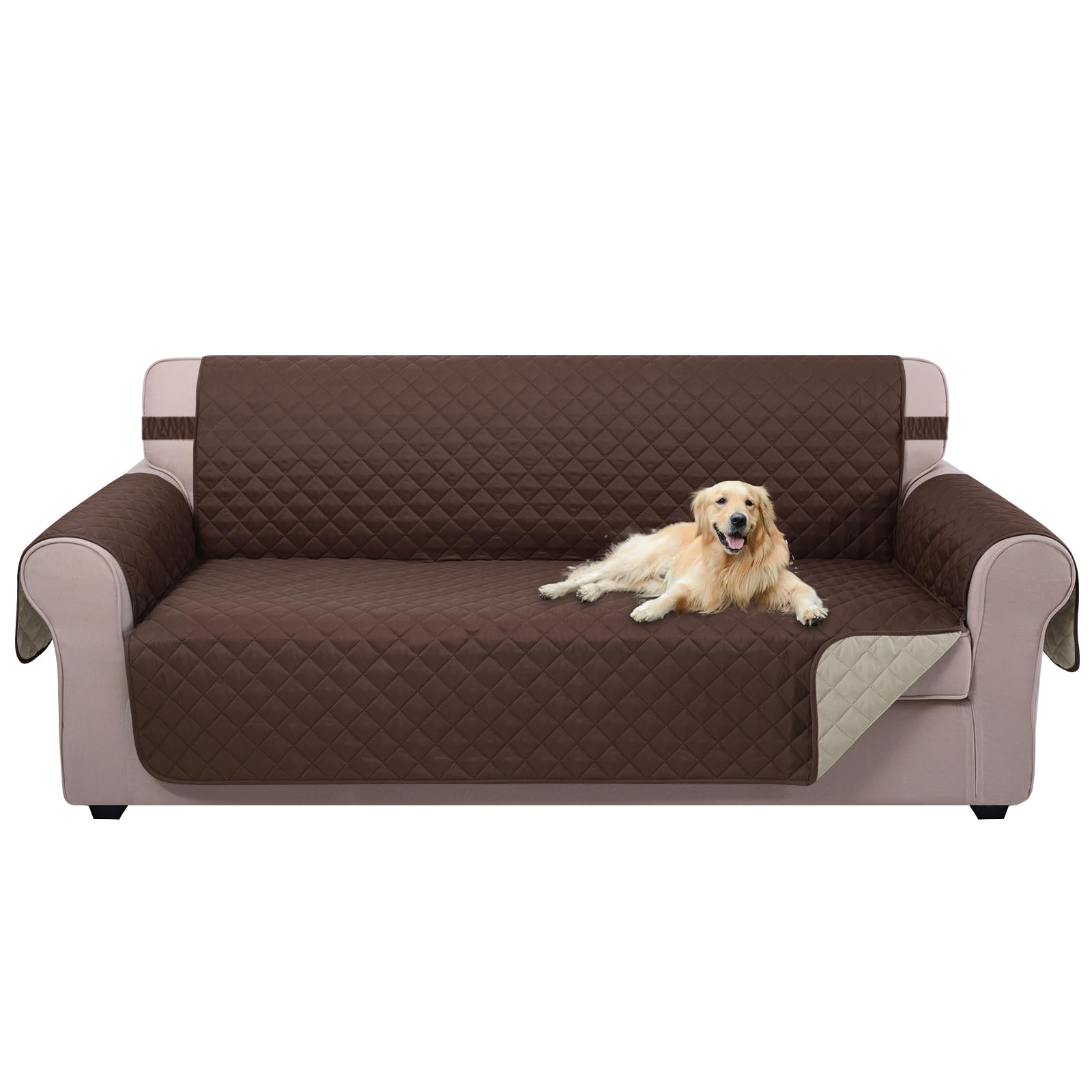 U-NICE HOME funda frontal en café/beige protegiendo sofá contra manchas