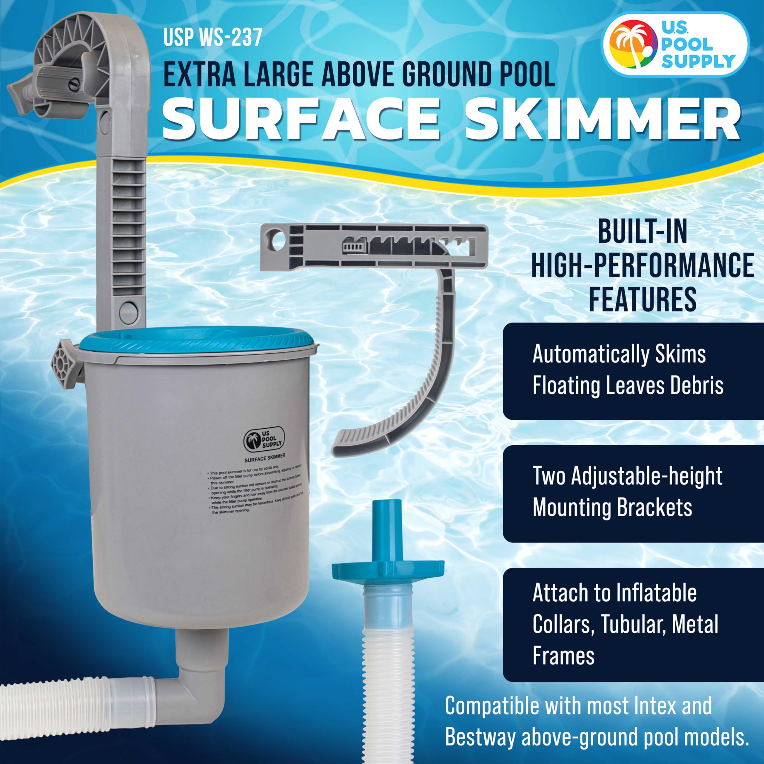 U.S. Pool Supply canasta extra grande en primer plano con capacidad visible