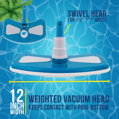 U.S. Pool Supply cabezal en uso limpiando fondo de piscina con buen contacto