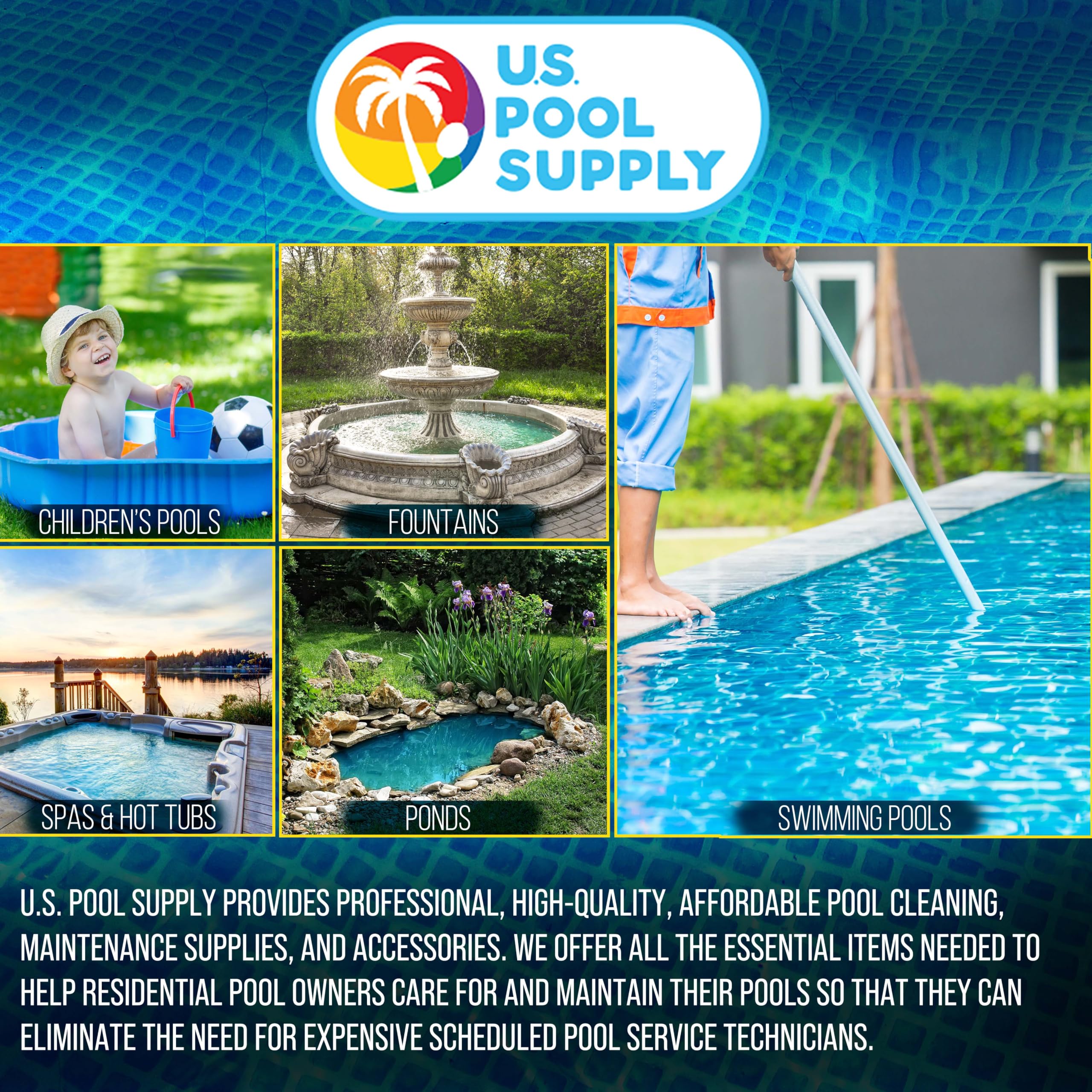 U.S. Pool Supply comparación de tamaño del skimmer con objeto cotidiano