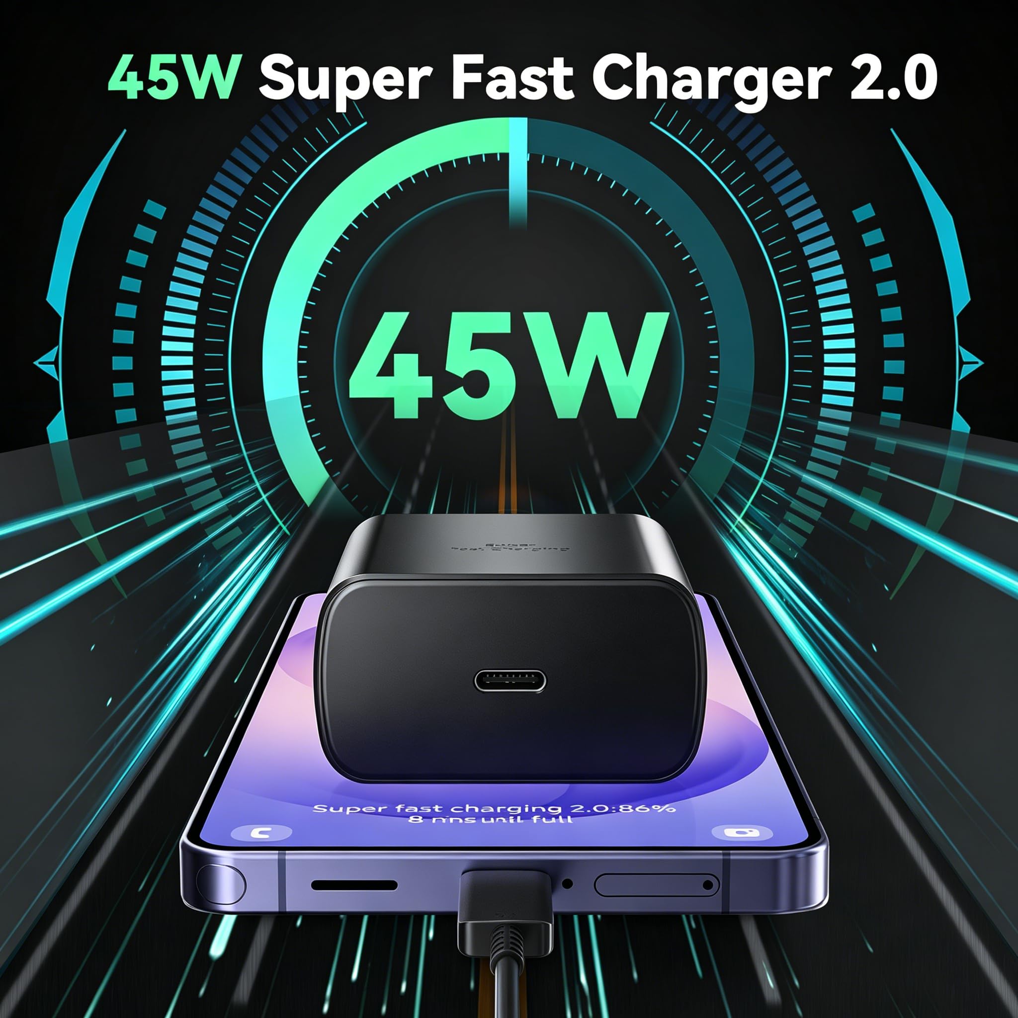 Ubearkk charger side label showing power specs, benefit of clear wattage identification